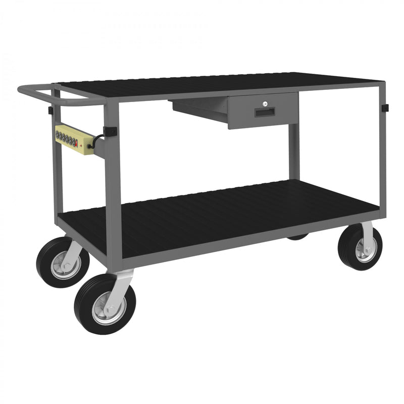 Durham Instrument Cart, 14 Gauge Steel, 2  Shelves, 24 x 48, 1200 lbs. Capacity, Gray