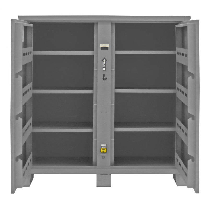 Durham Jobsite Storage Cabinet, 47.5 cu. ft., 14 Gauge Steel, 6 shelve, and 8 door shelves, Gray