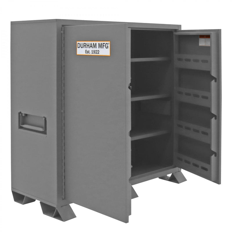 Durham Jobsite Storage Cabinet, 47.5 cu. ft., 14 Gauge Steel, 6 shelve, and 8 door shelves, Gray