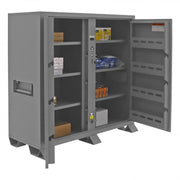 Durham Jobsite Storage Cabinet, 47.5 cu. ft., 14 Gauge Steel, 6 shelve, and 8 door shelves, Gray