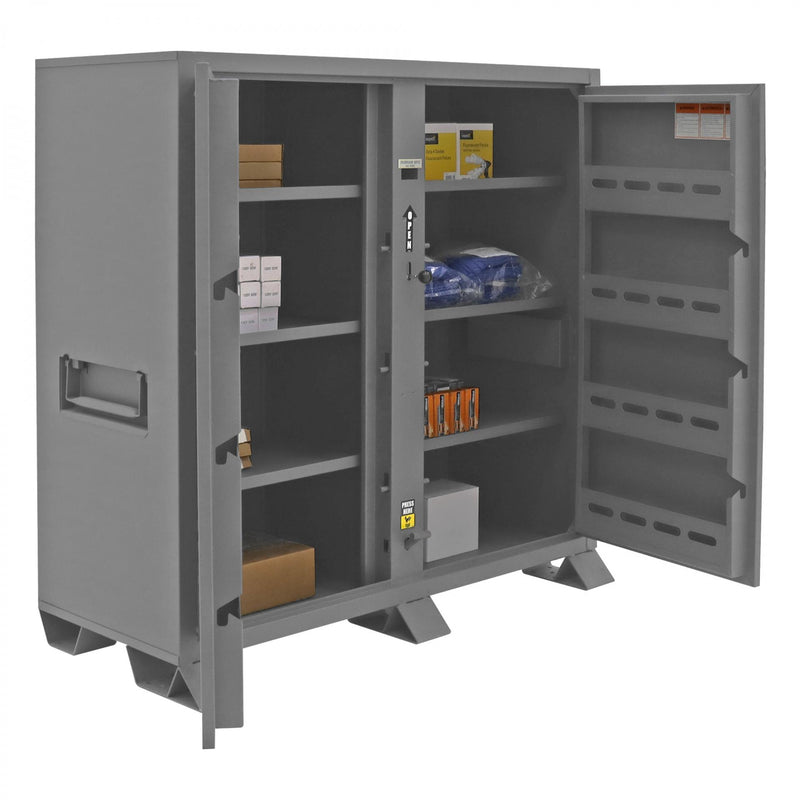Durham Jobsite Storage Cabinet, 47.5 cu. ft., 14 Gauge Steel, 6 shelve, and 8 door shelves, Gray