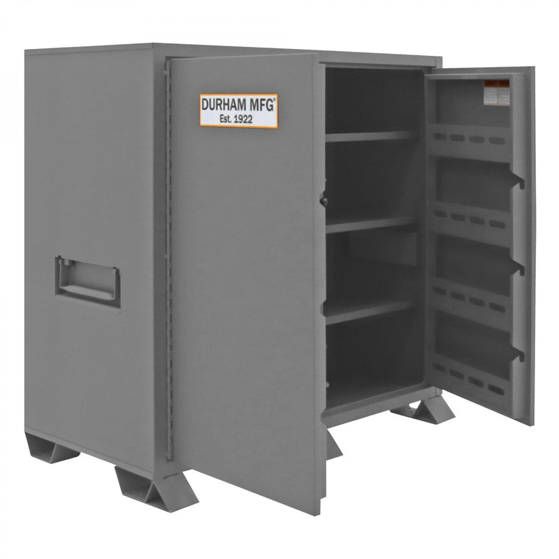 Durham Jobsite Storage Cabinet, 59 Cu. Ft., 14 Gauge Steel, 6 shelves and 8 door shelves