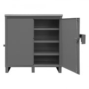 Durham Job Site Storage Cabinet, 14 Gauge, 64 x 28 x 62-3/4, 3 Fixed Shelves, Flush Doors