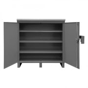 Durham Job Site Storage Cabinet, 14 Gauge, 64 x 28 x 62-3/4, 3 Fixed Shelves, Flush Doors