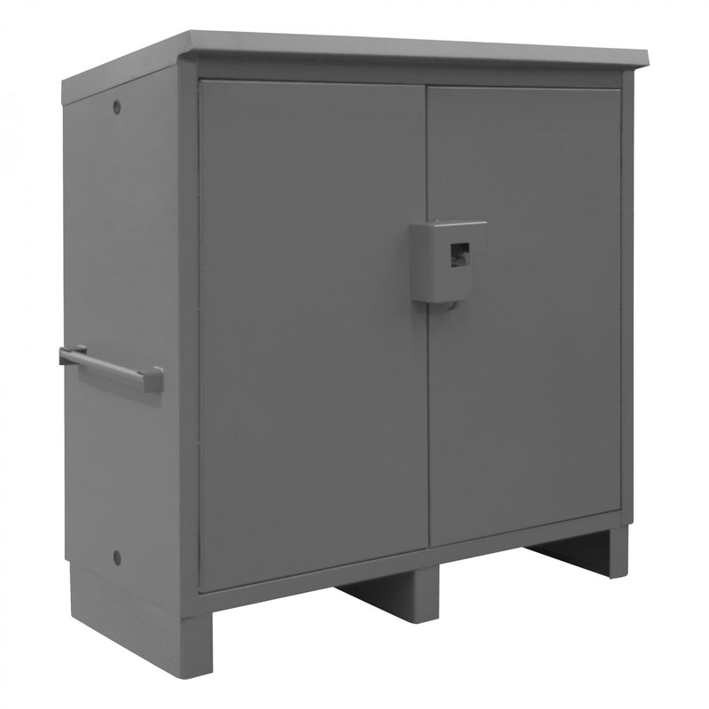 Durham Job Site Storage Cabinet, 14 Gauge, 64 x 28 x 62-3/4, 3 Fixed Shelves, Flush Doors