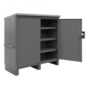 Durham Job Site Storage Cabinet, 14 Gauge, 64 x 28 x 62-3/4, 3 Fixed Shelves, Flush Doors