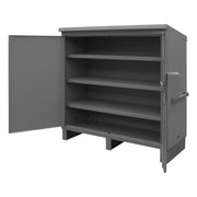 Durham Job Site Storage Cabinet, 14 Gauge, 64 x 28 x 62-3/4, 3 Fixed Shelves, Flush Doors