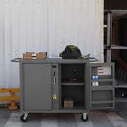 Durham Job Site Cabinet, Mobile, 4 Drawers, 1 Adjustable Interior Shelf, 4 Door Shelves, Pad Lockable