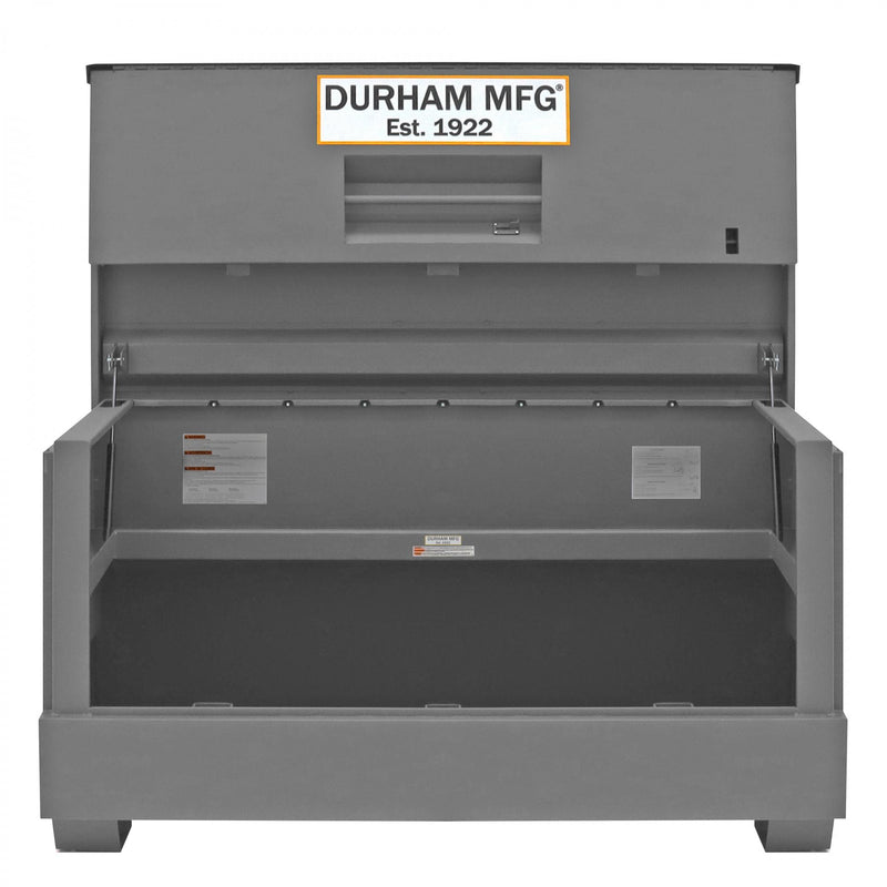 Durham Jobsite Piano Box, 31.9 cu. ft., 14 Gauge Steel, Fold down cover, 60-1/2 x 34 x 34-7/16, Gray