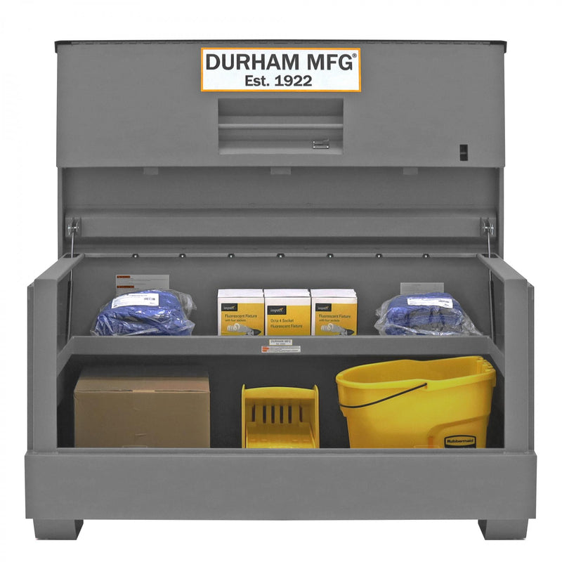 Durham Jobsite Piano Box, 31.9 cu. ft., 14 Gauge Steel, Fold down cover, 60-1/2 x 34 x 34-7/16, Gray
