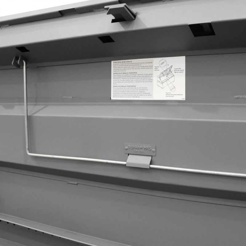 Durham Slope Lid, Jobsite Storage Box, 31 Cu. Ft., 14 Gauge Steel, 60 X 30 X 39-3/8, Gray