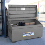 Durham Slope Lid, Jobsite Storage Box, 31 Cu. Ft., 14 Gauge Steel, 60 X 30 X 39-3/8, Gray