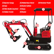 KATOOL Mini Excavator Crawler Digger Bucket KT-EX20 /Mechanical thumb B&S Gas Engine Katool