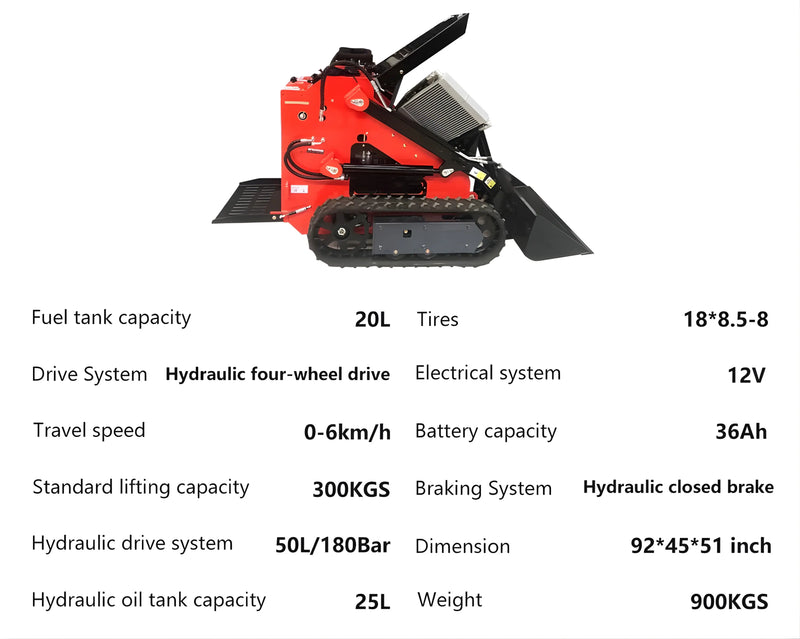 KATOOL New Mini Skid Steer Track Loader 23 HP Lifting Capacity 837LBS--KT-SK26 B Katool