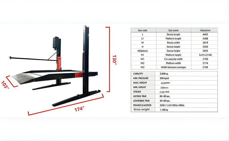 KT-P2700 2 post floor plate parking lift -2 column parking lift car parking lift 6600 LBS Katool