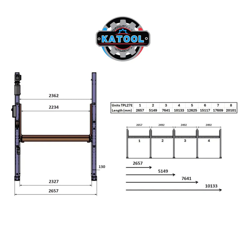 KT-P2700 2 post floor plate parking lift -2 column parking lift car parking lift 6600 LBS Katool