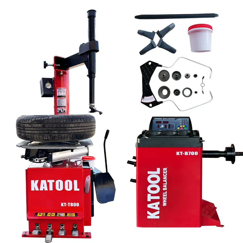 Katool KT-T800 Tire Changer + KT-B700 Wheel Balancer Combo with Mounting Adaptors Katool