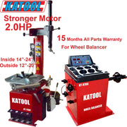 Katool KT-T800 Tire Changer + KT-B700 Wheel Balancer Combo with Mounting Adaptors Katool
