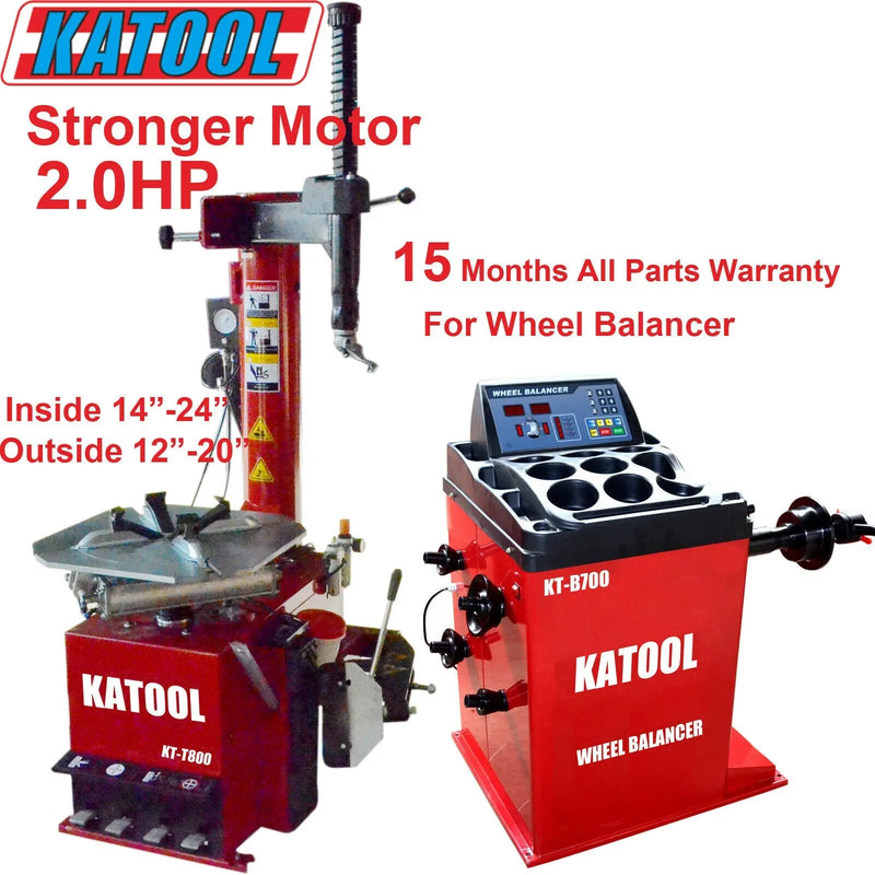 Katool KT-T800 Tire Changer + KT-B700 Wheel Balancer Combo with Mounting Adaptors Katool