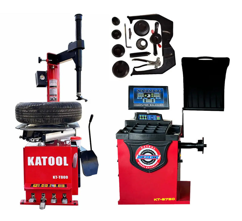 Katool KT-T800 Tire Changer + KT-B750 Wheel Balancer Combo with Mounting Adaptors Katool