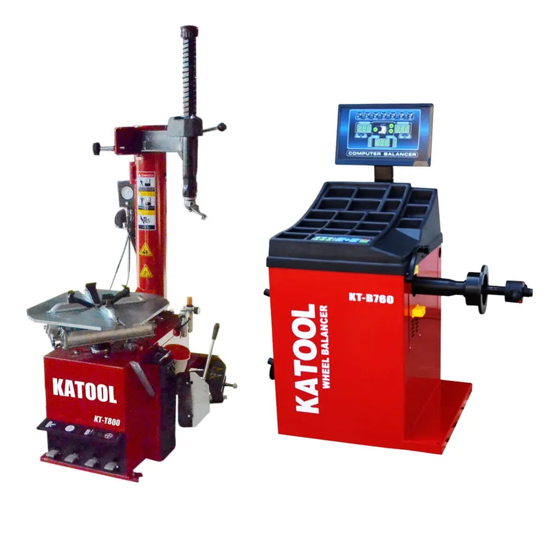 Katool KT-T800 Tire Changer + KT-B760 Wheel Balancer Combo with Mounting Adaptors Katool