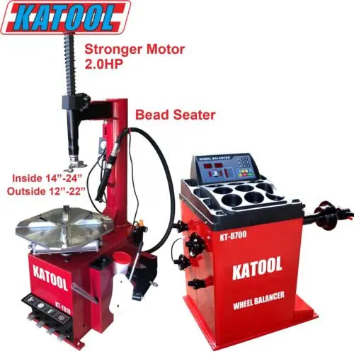 Katool KT-T810 Tire Changer + KT-B700 Wheel Balancer Combo with Mounting Adaptors Katool