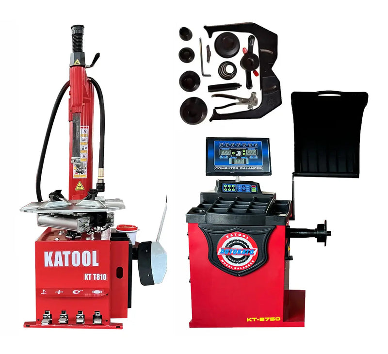 Katool KT-T810 Tire Changer + KT-B750 Wheel Balancer Combo with Mounting Adaptors Katool