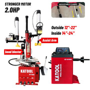 Katool KT-T830 Tire Changer + KT-B700 Wheel Balancer Combo with Mounting Adaptors Katool