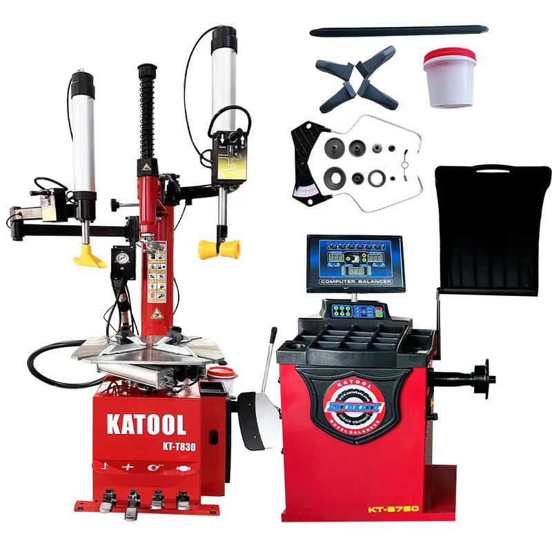 Katool KT-T830 Tire Changer + KT-B750 Wheel Balancer Combo with Mounting Adaptors Katool