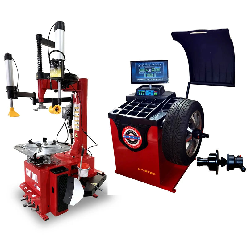 Katool KT-T830 Tire Changer + KT-B750 Wheel Balancer Combo with Mounting Adaptors Katool