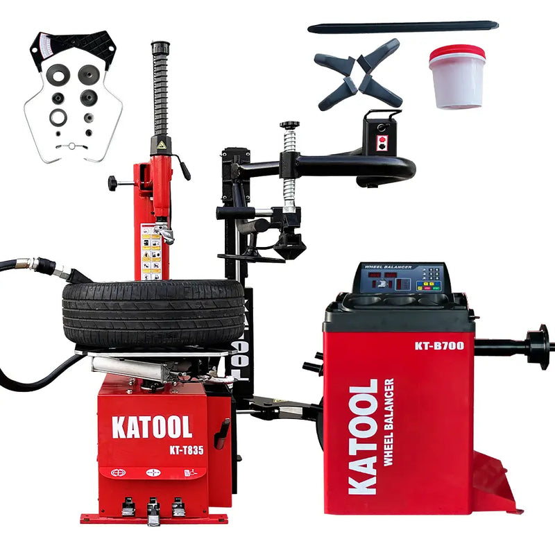 Katool KT-T835 Tire Changer + KT-B700 Wheel Balancer Combo with Mounting Adaptors Katool