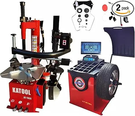 Katool KT-T835 Tire Changer + KT-B750 Wheel Balancer Combo with Mounting Adaptors Katool