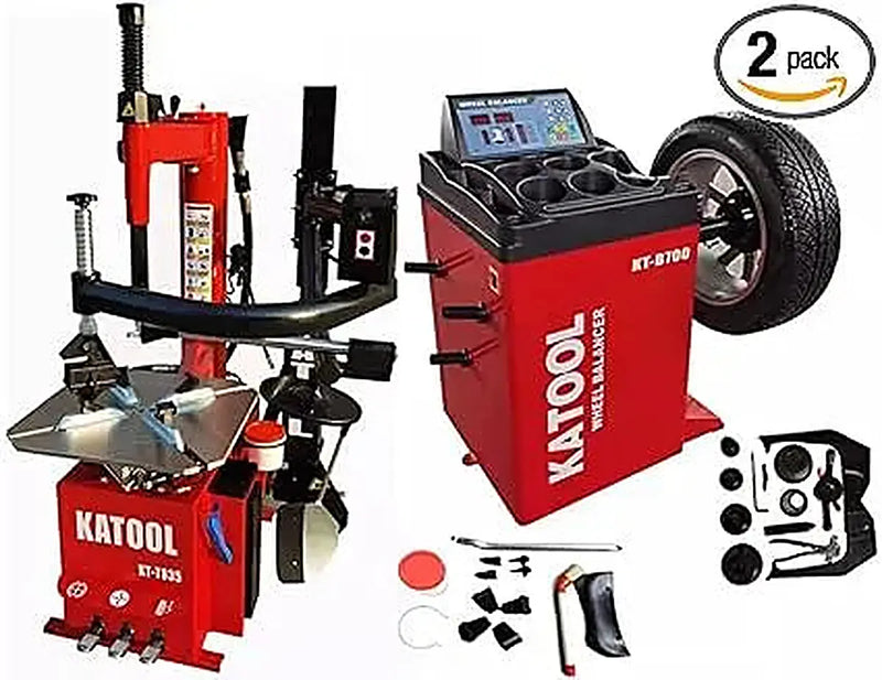 Katool KT-T835 Tire Changer + KT-B700 Wheel Balancer Combo with Mounting Adaptors Katool