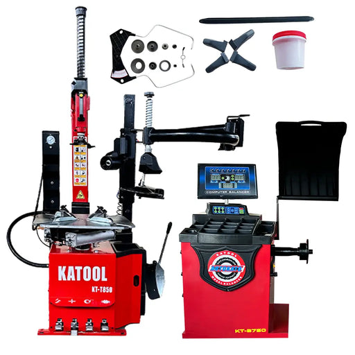 Katool KT-T850 Tire Changer + KT-B750 Wheel Balancer Combo with Mounting Adaptors Katool