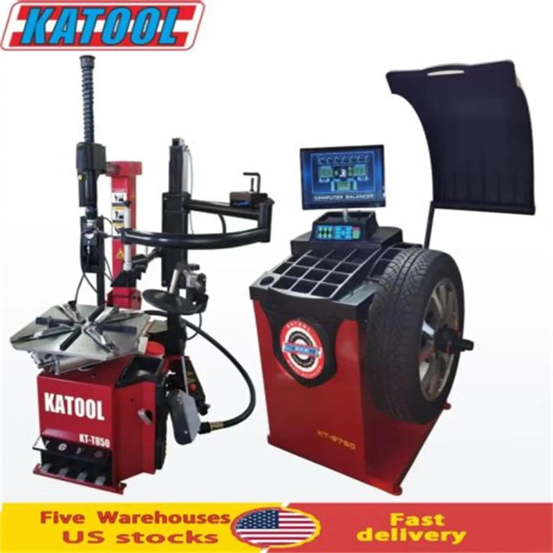 Katool KT-T850 Tire Changer + KT-B750 Wheel Balancer Combo with Mounting Adaptors Katool