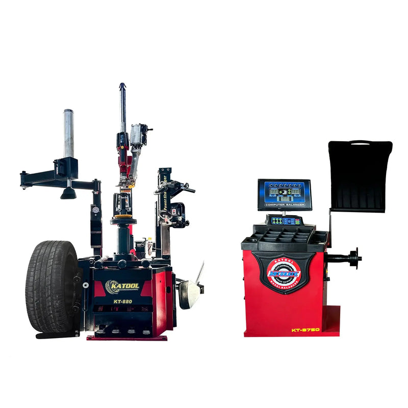 Katool KT-T900 Tire Changer + KT-B750 Wheel Balancer Combo with Mounting Adaptors Katool