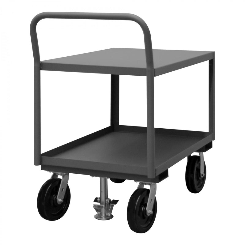 Durham Low Deck Service Truck With 8" x 2" Phenolic Casters, (2) Rigid And (2) Swivel, 2 Shelves