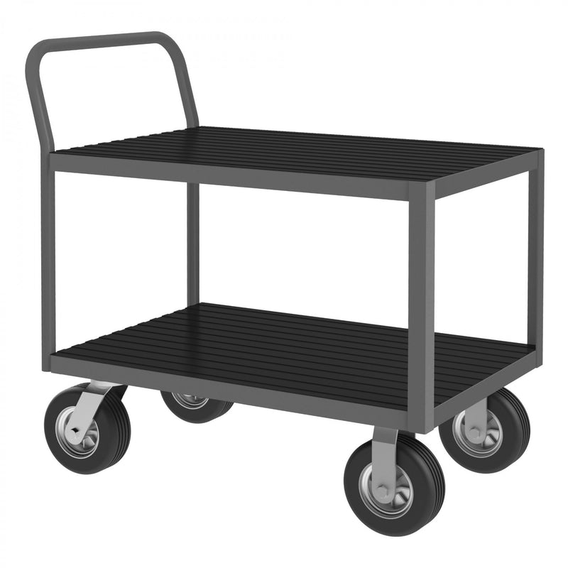 Durham Low Profile Instrument Cart, 14 Gauge Steel, 2 Shelves, 24 x 36, 1, 200 lbs. Capacity, Gray