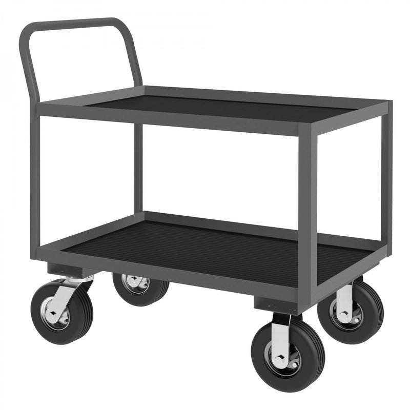 Durham Low Profile Instrument Cart, 14 Gauge Steel, 2 Shelves, 24 x 36, 1, 200 lbs. Capacity, Gray