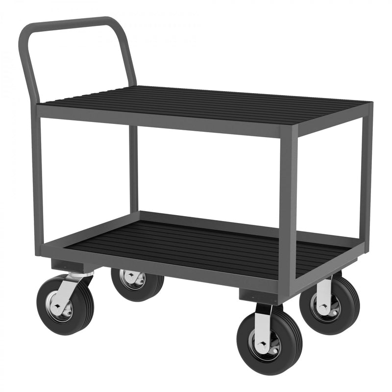 Durham Low Profile Instrument Cart, 14 Gauge Steel, 2 Shelves, 24 x 36, 1, 200 lbs. Capacity, Gray