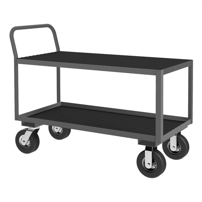 Durham Low Profile Instrument Cart, 14 Gauge Steel, 2 Shelves, 24 x 48, 1, 200 lbs. Capacity, Gray