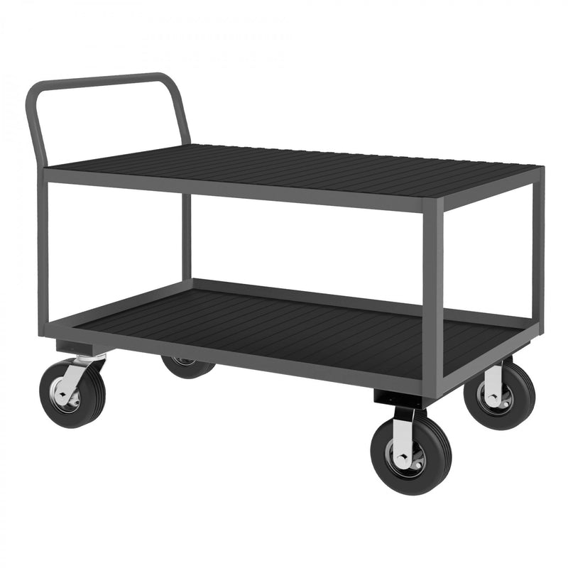 Durham Low Profile Instrument Cart, 14 Gauge Steel, 2 Shelves, 30 x 48, 1, 200 lbs. Capacity, Gray