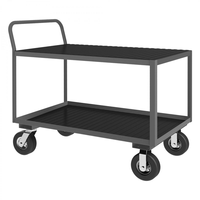 Durham Low Profile Instrument Cart, 14 Gauge Steel, 2 Shelves, 30 x 48, 1, 200 lbs. Capacity, Gray