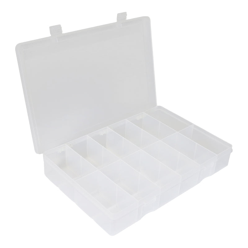 Durham Large, Plastic Compartment Box, 12 Openings, Clear (Pack of 5)