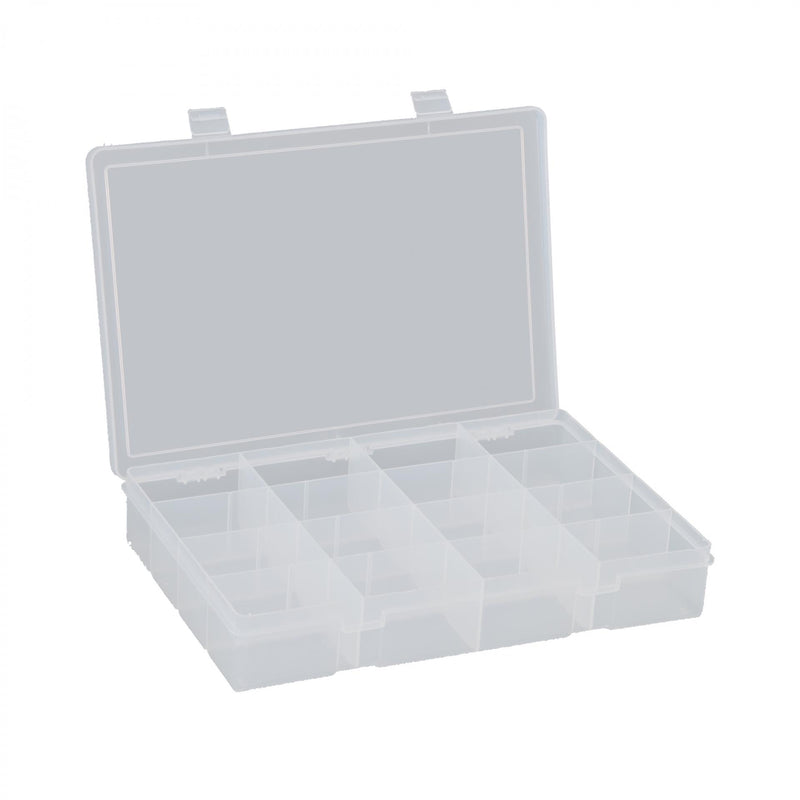 Durham Large, Plastic Compartment Box, 16 Openings, Clear (Pack of 5)