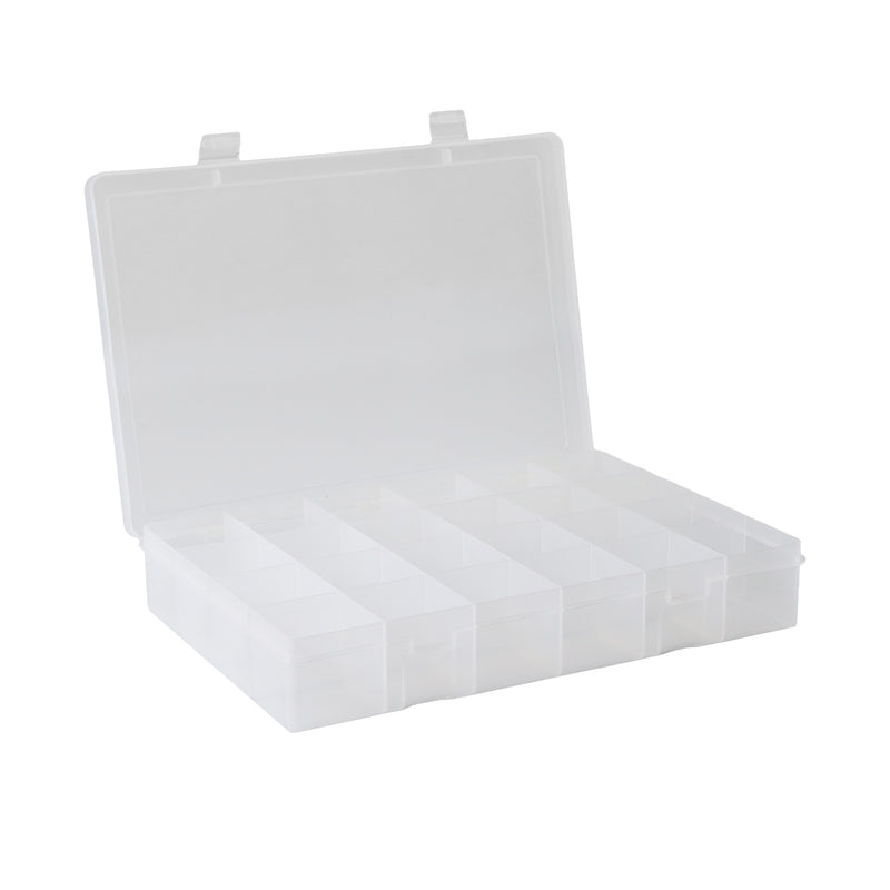 Durham Large, Plastic Compartment Box, 24 Openings, Clear (Pack of 5)