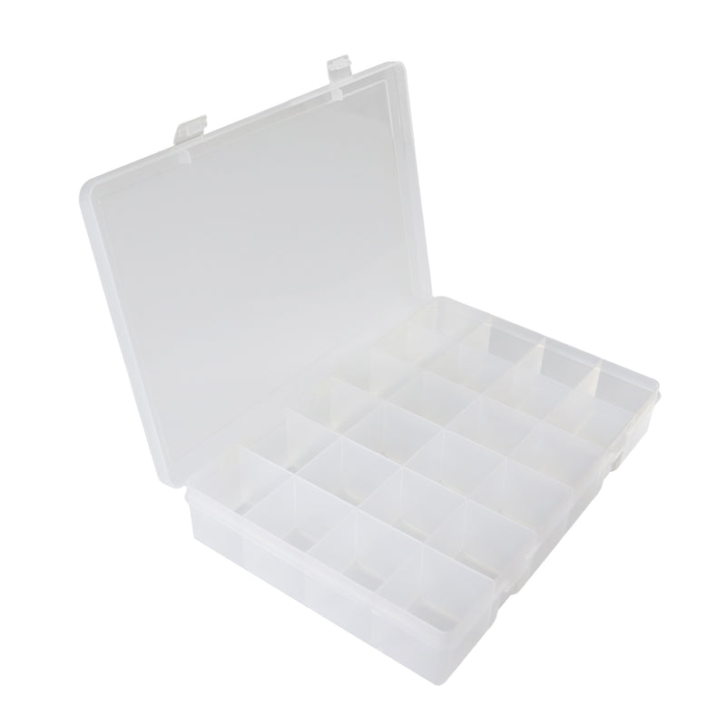 Durham Large, Plastic Compartment Box, 24 Openings, Clear (Pack of 5)
