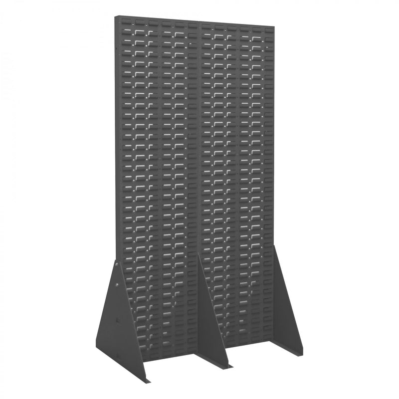 Durham Free Standing, 16 Gauge, Louvered Panel Rack, Double Sided, 34-7/8 X 27 X 68-1/4, Gray