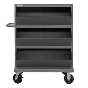 Durham 36 Wide, 14 Gauge, Mobile Storage Bins, With 6 Open Bins, 1 Top Shelf, Tubular Push Handled