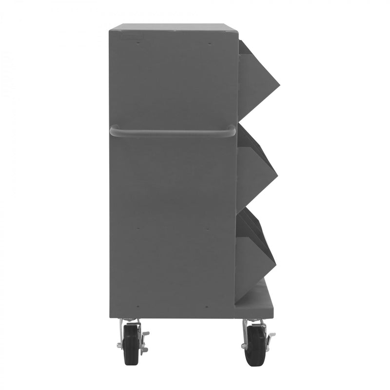 Durham 36 Wide, 14 Gauge, Mobile Storage Bins, With 9 Open Bins, 1 Top Shelf, Tubular Push Handled